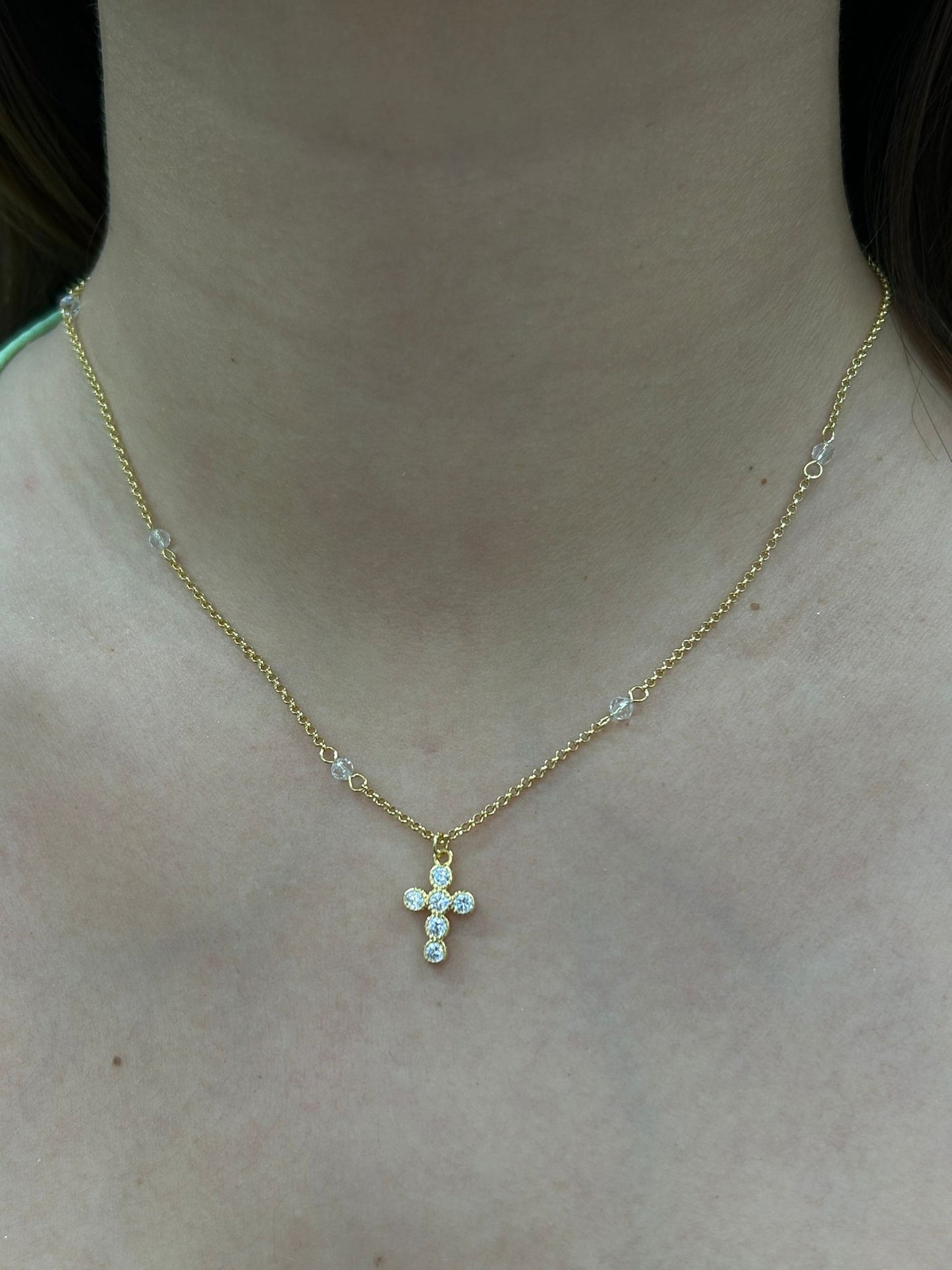 Collana croce con zirconi