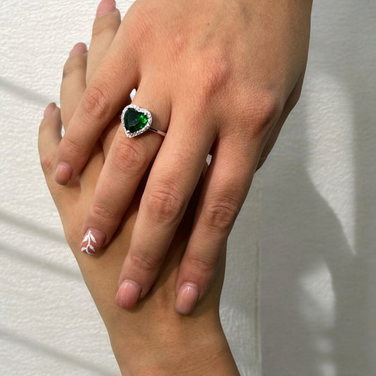 anello cuore verde